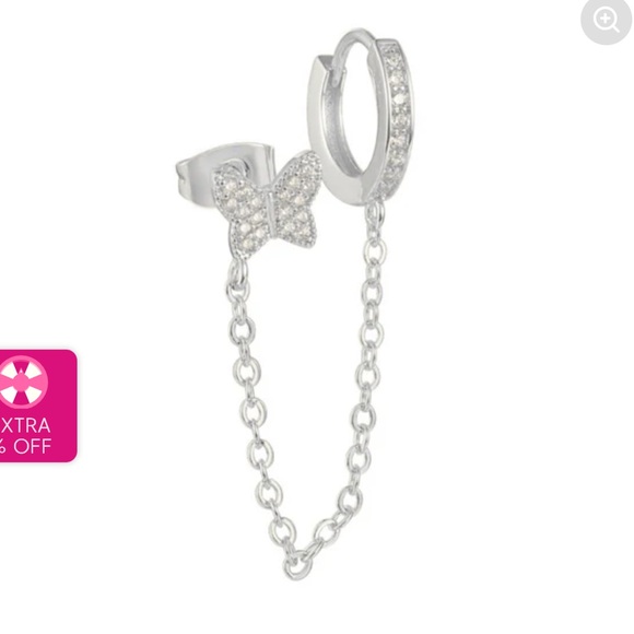 Silver Butterfly Chain Earrings - Picture 1 of 3